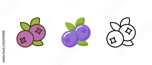 Blueberry flat vector icon blue nutrition clipart cartoon. Blueberry logo food isolated design blue berry.