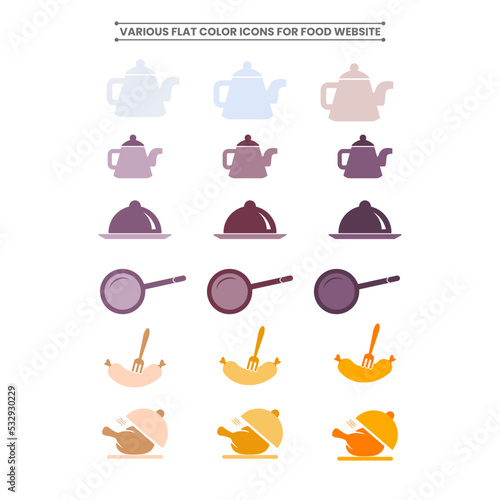 Various Flat Color Icons For Food Website