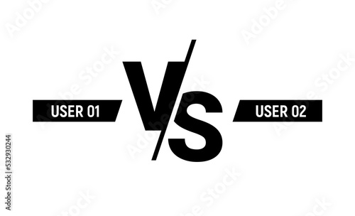 VS logo icon vector concept. Typography versus fight banner frame duel competition symbol battle.