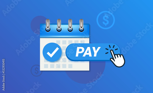 Subscription pay calendar fee annual button. Membership subscription bank money pricing salary automatic pay.