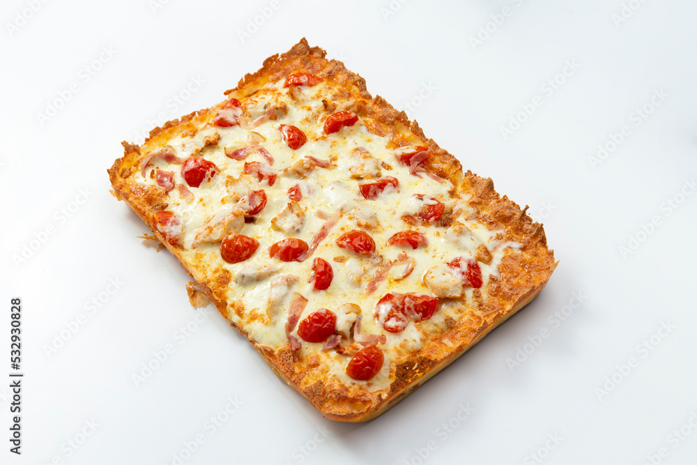 Detroit pizza on a light background. Detroit pizza on a light background.