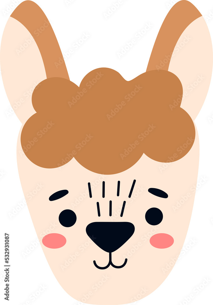 Naklejka premium alpaca animal face cartoon art