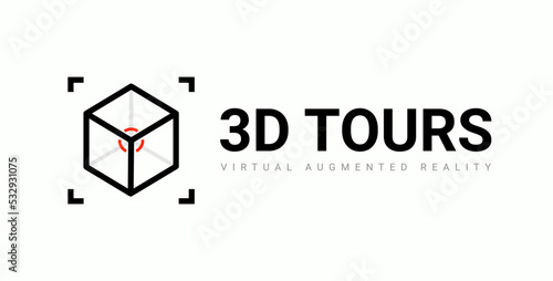 3d tour virtual icon ar camera platform vector game. 360 vr 3d tour icon.