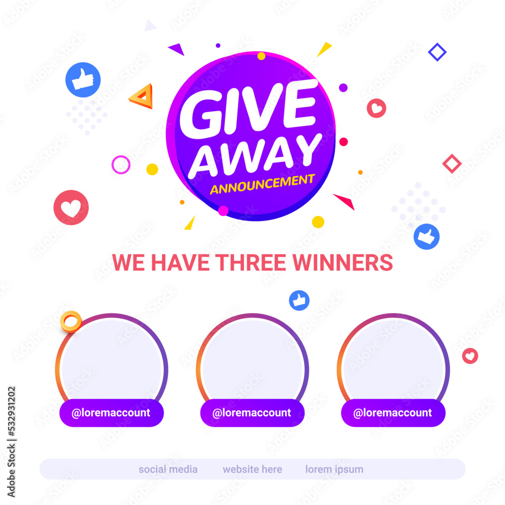 Giveaway template congratulation winner contest prize poster design Giveaway template congratulation winner contest prize poster design