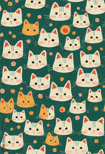 3d illustration seamless pattern of cute vector cats 