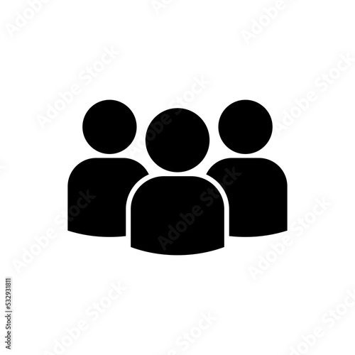 People group half body silhouette black color isolated on white background. Group icon.