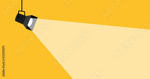 Spotlight banner vector yellow background business design office concept. Spotlight interior banner.