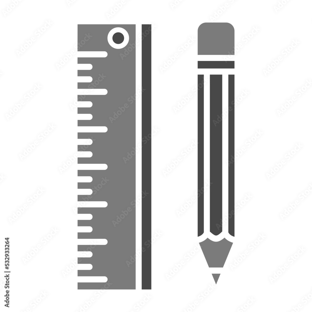Ruler And Pencil Greyscale Glyph Icon Ruler And Pencil Greyscale Glyph Icon