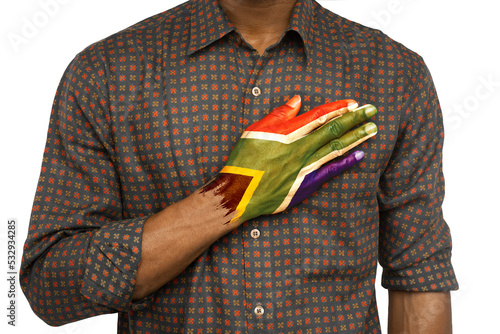 Foto Closeup of hand on chest making pledge