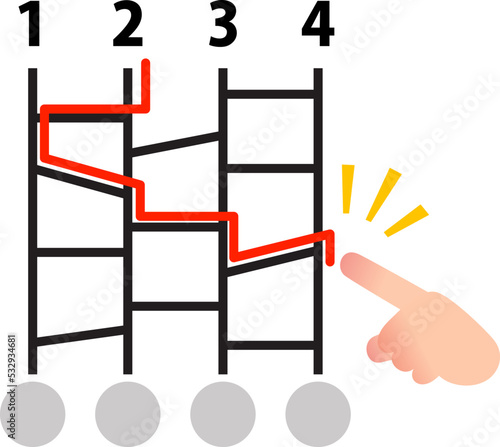 あみだくじを辿る指