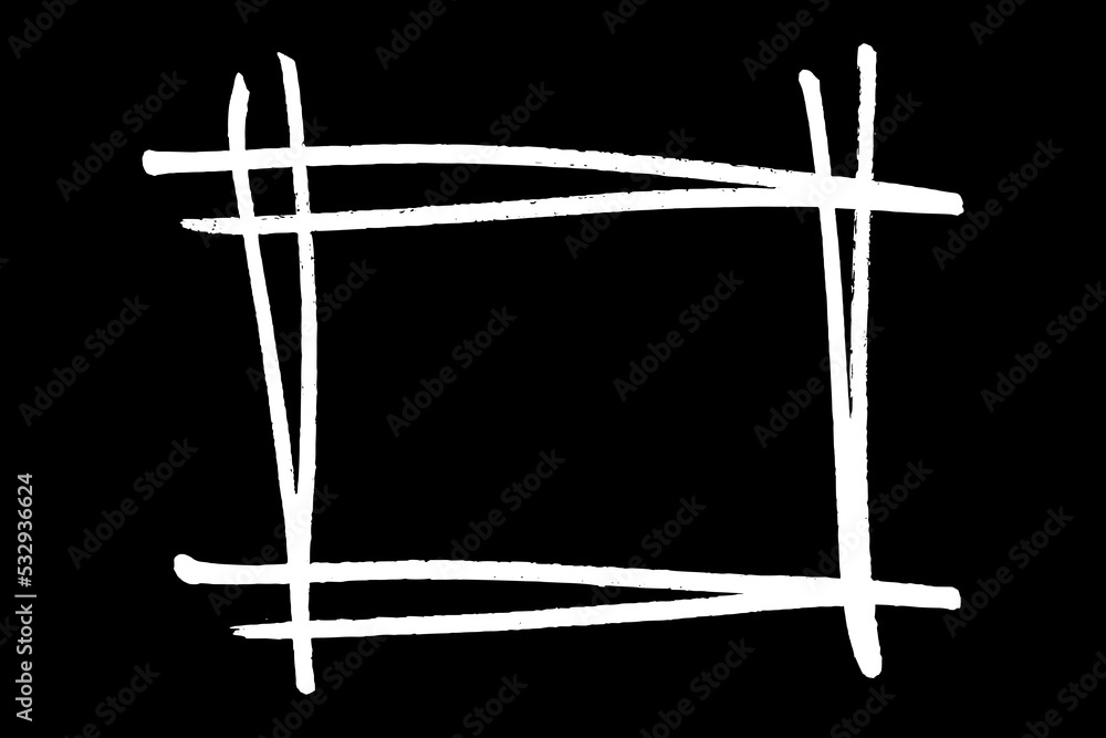 Frame hand drawn in chalk on black background. Monochrome stain element. Digitally generated image. Vector illustration, Eps 10. Frame hand drawn in chalk on black background. Monochrome stain element. Digitally generated image. Vector illustration, Eps 10.