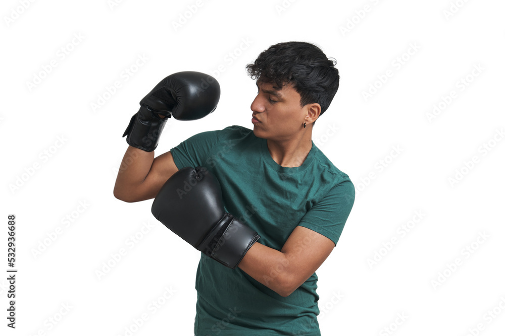 Young peruvian boxer doing strong pose. Isolated over white background. Young peruvian boxer doing strong pose. Isolated over white background.