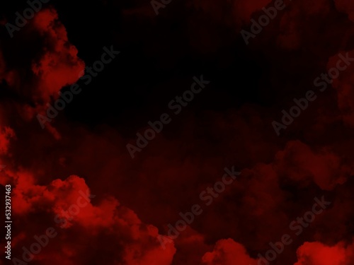 Clouds, fog and red smoke in the darkness. Illustration created from a tablet, used as a background in abstract style.