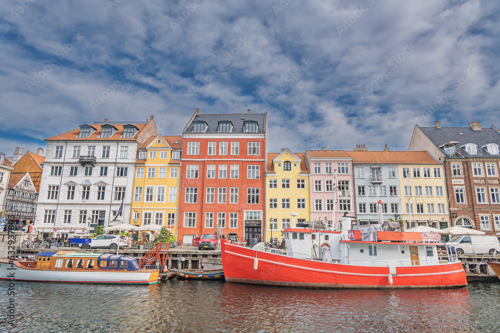 Nyhavn touristic quarter in central Copenhagen, Denmark
