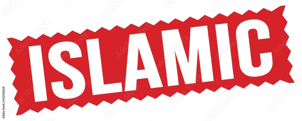 ISLAMIC text written on red stamp sign. ISLAMIC text written on red stamp sign.