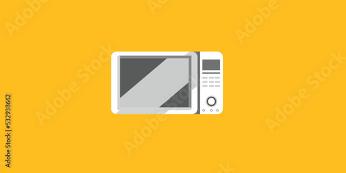 microwave electronic device gray color oven flat design isolation graphic design in yellow background (ps.this a .ai vector file)