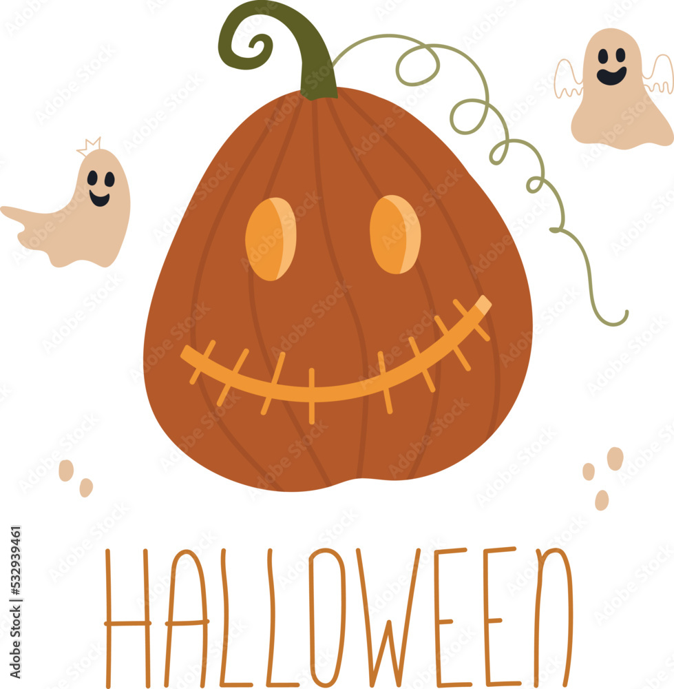 Postcard with quote Halloween. Vector warm and cozy hygge collection of autumn stickers and illustrations in cartoon style. Postcard with quote Halloween. Vector warm and cozy hygge collection of autumn stickers and illustrations in cartoon style.