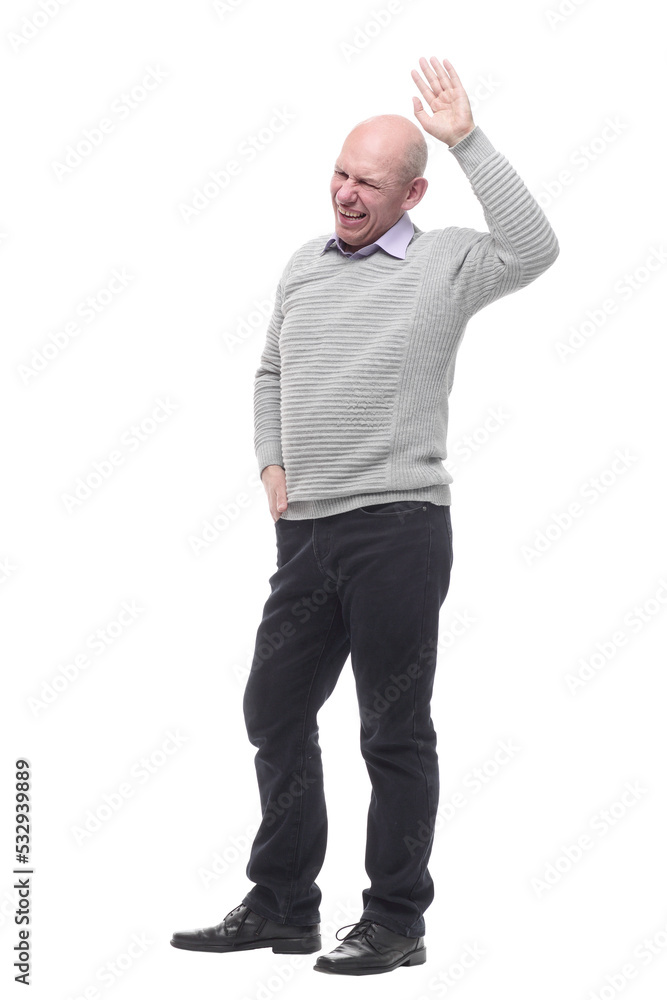 charismatic man in a white jumper . isolated on a white charismatic man in a white jumper . isolated on a white