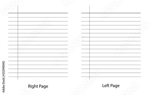 Wide line notebook pages, Paper grid background vector eps10. Fototapet