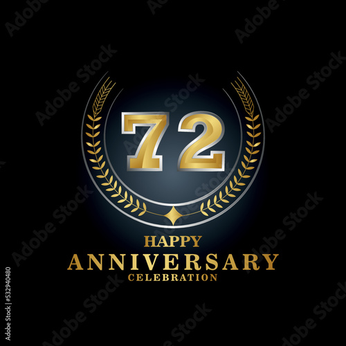 Wallpaper Mural Template emblem 72nd years old luxurious anniversary with a frame in the form of laurel branches and the number 72 . 72 years anniversary royal logo. Vector illustration Design
 Torontodigital.ca