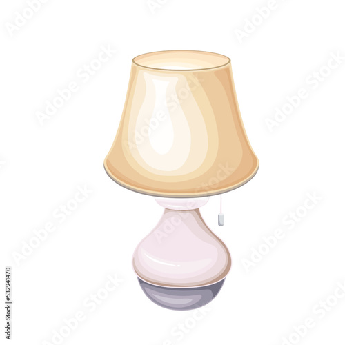Night lamp near bed vector illustration. Cartoon isolated cozy furniture for home or hotel bedroom interior, nightstand lantern with lampshade and cute domestic lighting equipment for reading bedtime