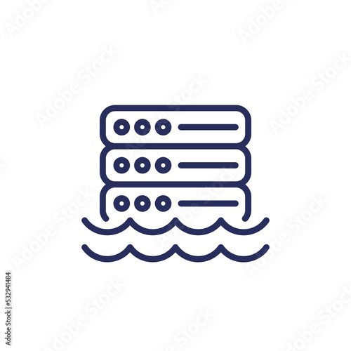 Data lake line icon, vector