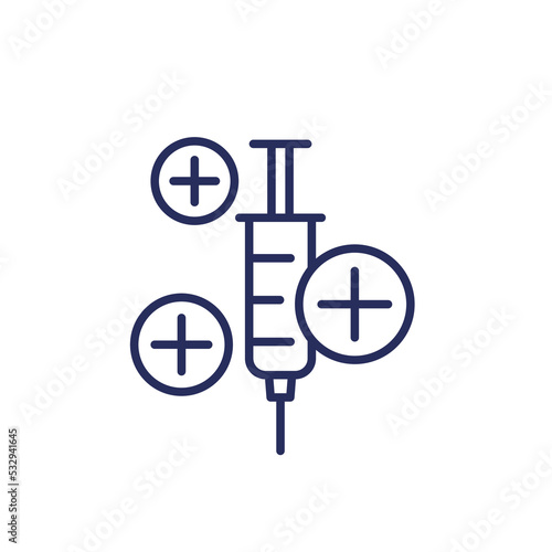 vaccine booster shot icon, line vector