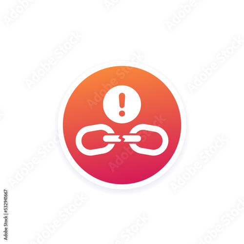 Broken chain link, disconnect vector icon
