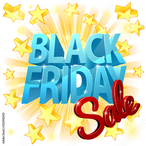 A Black Friday sale sign with stars concept