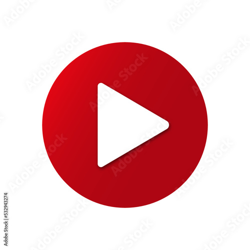 Vector Red Video Play Button flat Icon isolated on transparent background. 