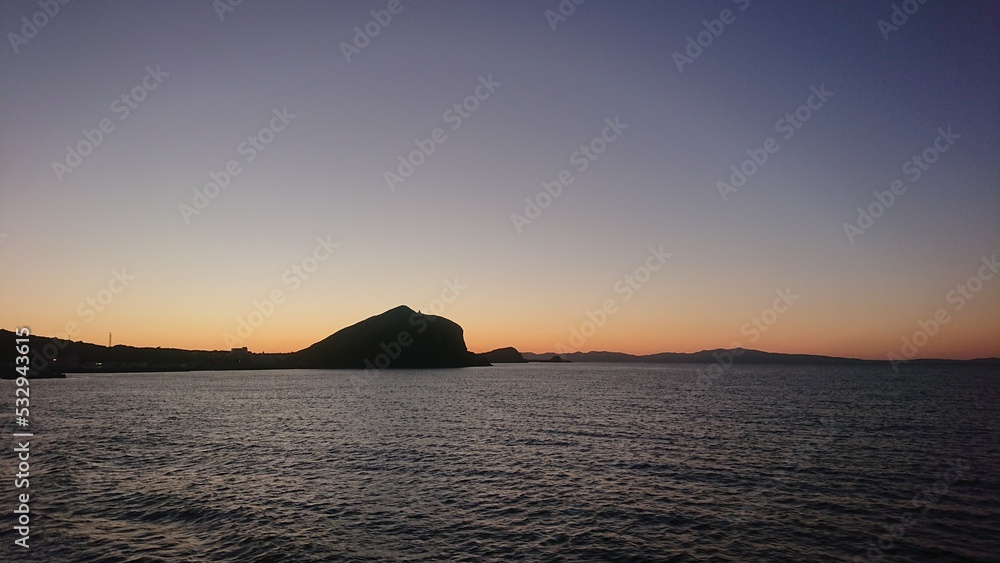 Japanese island at sunset 
