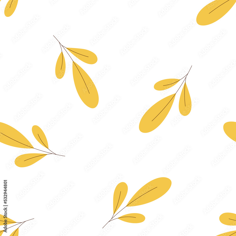 autumn leaves seamless pattern. Vector illustration of autumn pattern. Isolated on white.