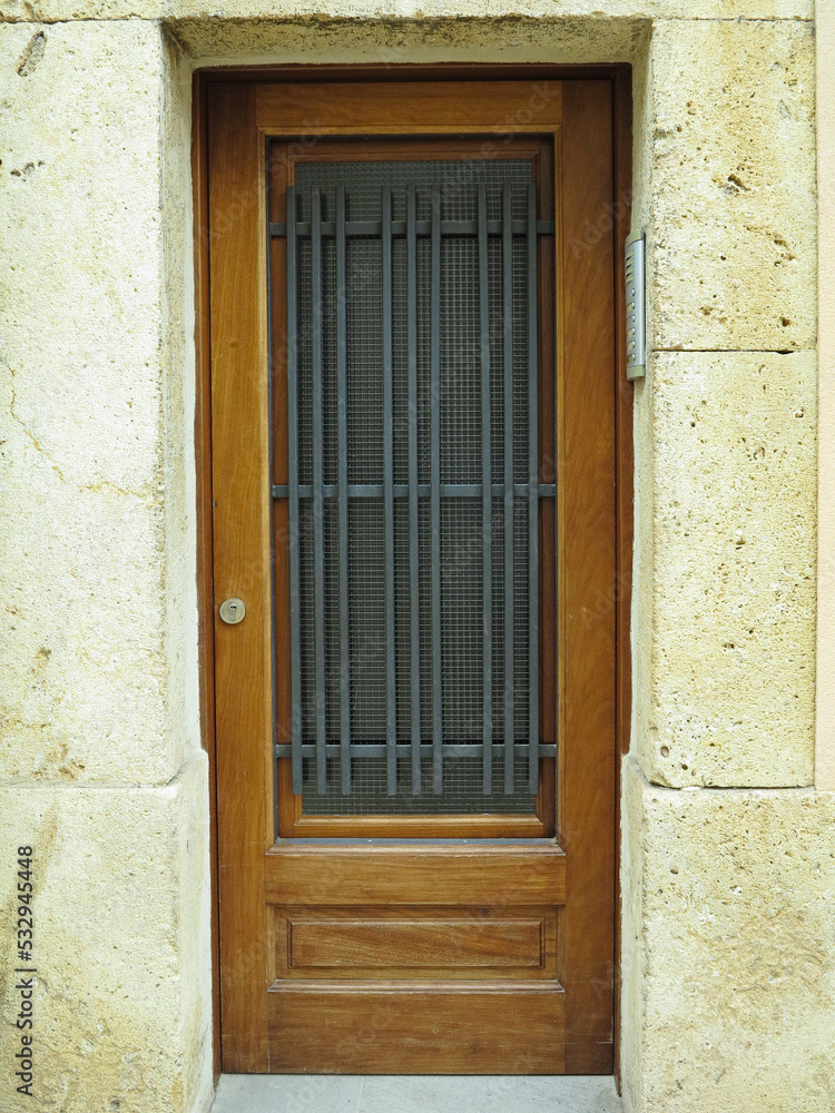 Fototapeta premium Old vintage wooden rustic door on rural home wall