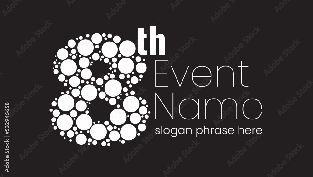 annual event or summit title starting with a number of order made with random circles - 8th annual event or summit title starting with a number of order made with random circles - 8th