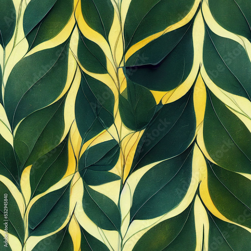 Leaves seamless pattern, 3D Rendering, 3D illustration. 