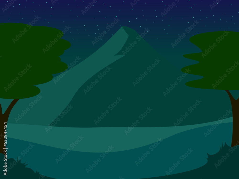 Natural scenery at night vector illustration