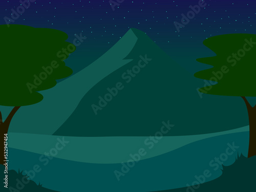 Natural scenery at night vector illustration
