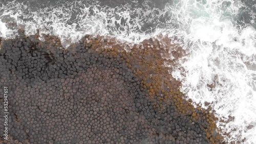 Aerial View Of Giant Causeway Coastline, Donegal Ireland