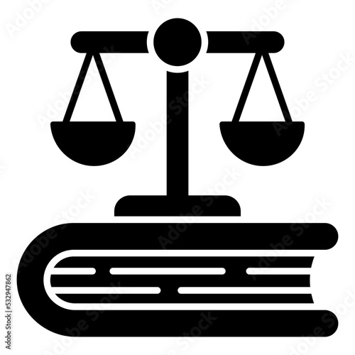 Conceptual solid design icon of law book