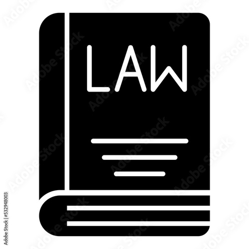 Conceptual solid design icon of law book