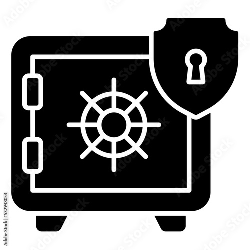 Filled design icon of bank vault security 