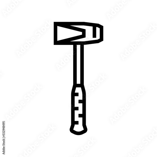 splitting maul hammer tool line icon vector. splitting maul hammer tool sign. isolated contour symbol black illustration