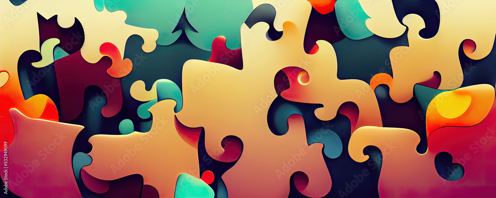 Abstract colorful jigsaw puzzle wallpaper background illustration  Illustration Stock | Adobe Stock