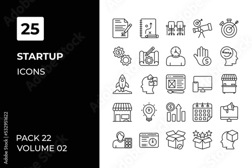 Startup icons collection. Set vector line with elements for mobile concepts and web apps. Collection modern icons.