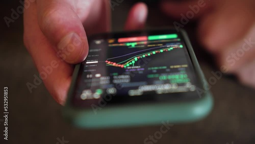 Wallpaper Mural Hands with a mobile phone. Crypto trading in smartphone. close-up. close-up Torontodigital.ca