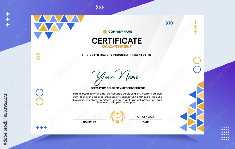 Fototapeta premium Modern of achievement certificate template