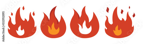 Fire set icon illustration. illustration flat icon style. Simple design editable