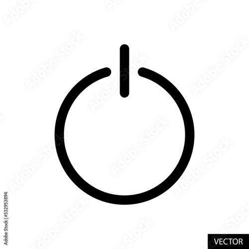 Shutdown button or power off vector icon in line style design for website design, app, UI, isolated on white background. Editable stroke. Vector illustration.