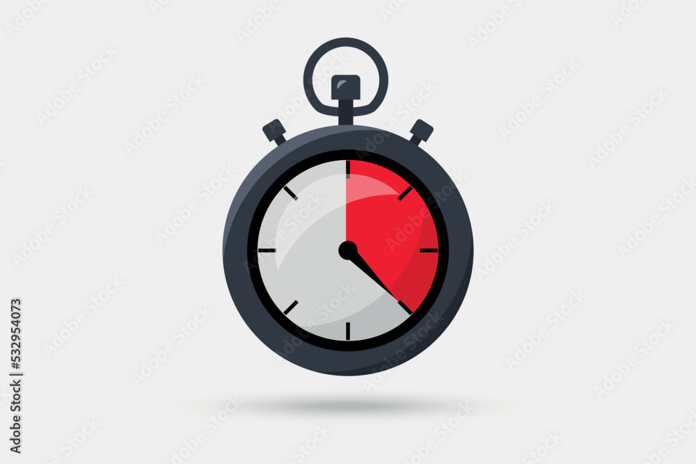 Timer, stopwatch. Clock, time. Countdown. Stopwatch icon in flat style