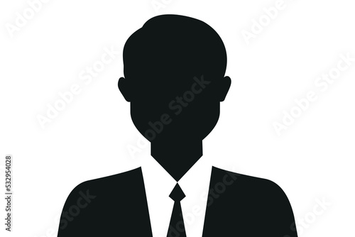 Male avatar icon. Unknown or anonymous person. Default avatar profile icon, social media user. Business man. Man profile silhouette isolated on white background. Vector illustration